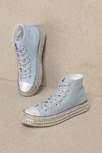 MX-CHANTEL - Studded High Top Sneakers: Blue / Standard / 6(1)-6.5(1)-7(1)-7.5(2)-8(2)-8.5(2)-9(2)-10(1)
