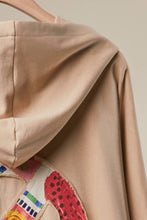 Beige Flower Fabric Detail Hooded Sweatshirt