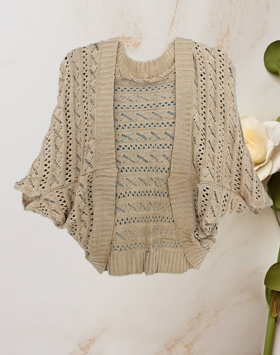 Khaki Knit Convertible Shrug