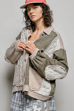 Beige Multi Floral Animal Print Contrast Color Block Quilted POL Jacket