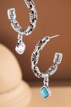 Turquoise Western Glass Stone Hoop Earrings