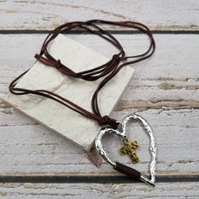 Retro Silver Cross Heart Necklace