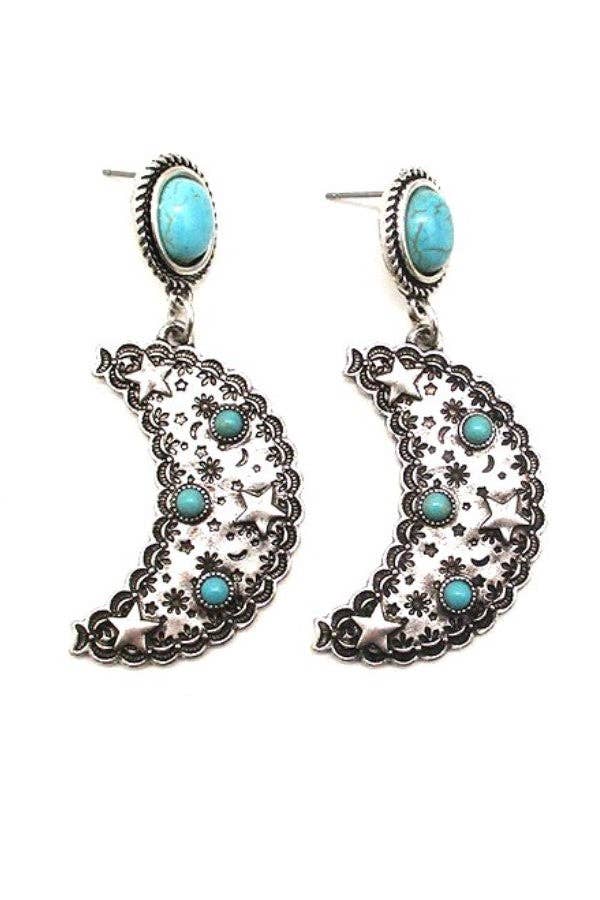 Western Design Turquoise Dangle Earrings