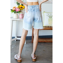 Light Denim Elastic Waist Denim Sweat Shorts