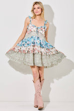 Cream Multi Floral Tiered Mini Dress