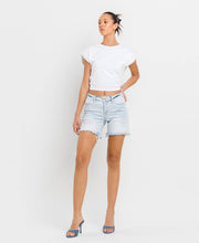 Appreciation Mid Rise Distressed Stretch Vervet Shorts