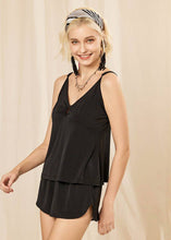 Black Solid Camisole Pajama Set