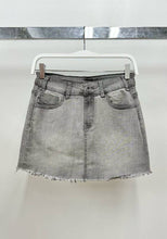Grey 2-Tone Fringe Hem Dnim Venti Skirt
