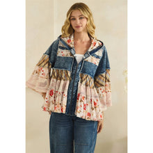 Denim Floral Ruffle Hooded Lace Flannel Oli+Hali Jacket