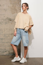 Cargo Denim Knee Length Shorts LT WASH
