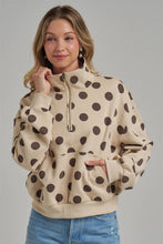 Oatmeal Coffee Polka Dot Half Zip Pullover