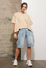 Cargo Denim Knee Length Shorts LT WASH