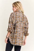Mocha Burnout Plaid Washed-Look Shirt