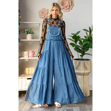 Med Wash Embroidered Strap Flowy Veveret overalls