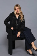 Black Long Sleeve Inside Fur Detail Penny Lane Suede Short Jacket