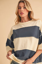 Pineapple Navy Polly Color Block Top
