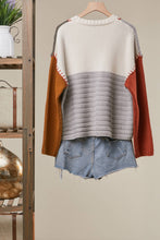 Ivory Multi Color-Blocked Knit Sweater