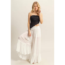White High-Waist Ruffle Flared Wide Leg HYFVE Pants