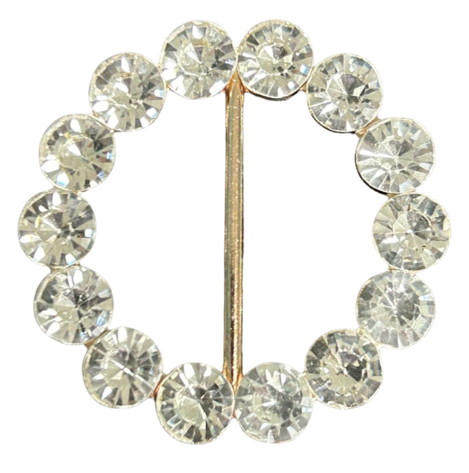 Tee Tie Round Gold with Blingy Clear Rhinestones