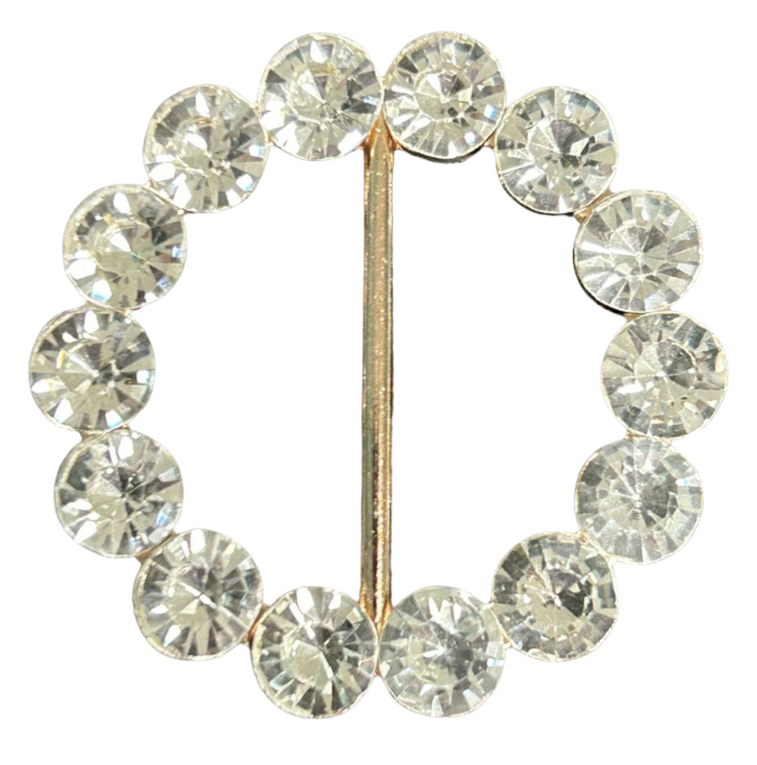 Tee Tie Round Gold with Blingy Clear Rhinestones