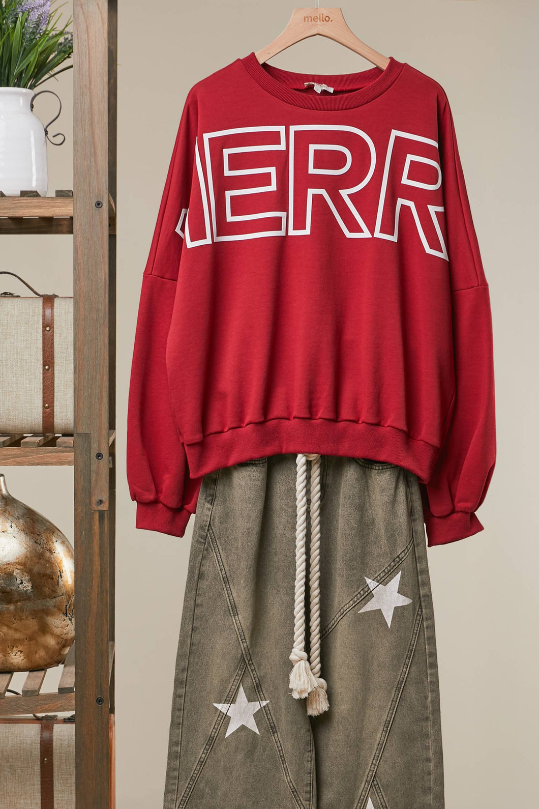 Red Merry Christmas 3D Letter Sweatshirt