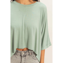 Sage Green Relaxed High-Low Batwing Sleeve Top