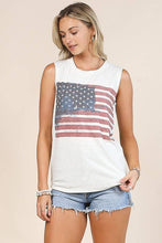 Ivory Red Blue American Sleeveless Top