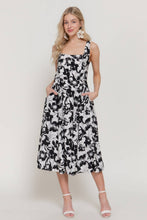 Ivory Black Square Neckline Printed Full Dress