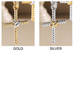 Two-Tone Rope Cross Charm Earrings: GD-GOLD