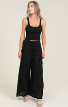 Black Lace Sides Wide Leg Pants