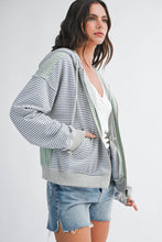 Blue Striped Zip Hoodie