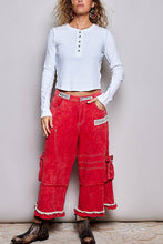 Off White Solid Half Placket Vintage Washing Long Sleeve Knit POL Top