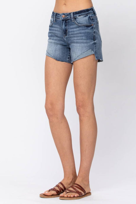 Medium Mid-Rise Half Cuffed Judy Blue Shorts