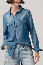 White Classic Tencel Utility Casual Button Down Chambray Urban Daizy Shirt
