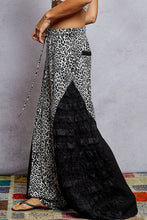 Black Leopard pattern lace detail printed knit waistband POL pants