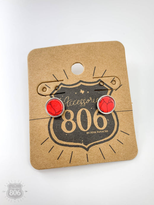 Round post earring: Red