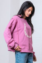 BOAT NECK SHOEHORSE CONTRASTED SWEATSHIRT