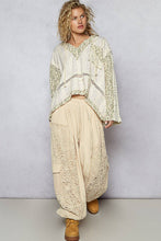 Violet Multi Vintage v-neck long sleeve floral print woven POL top