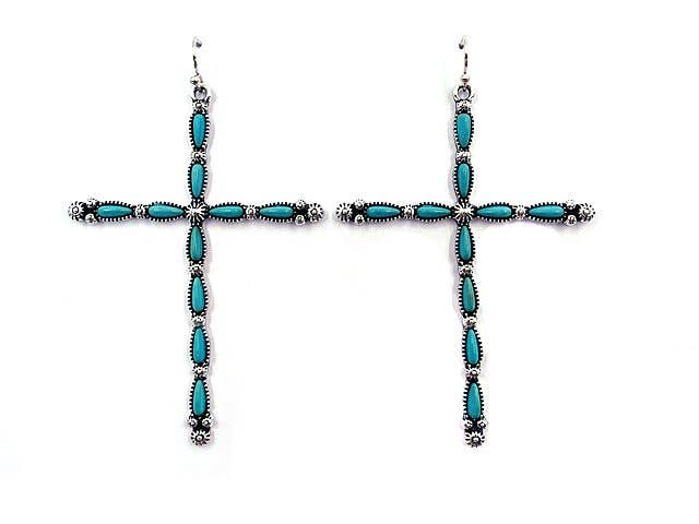 Turquoise Western Turquoise Cross Earring