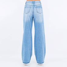 Medium Blue Wide Leg Released Hem Jeans