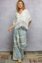 Off White Crochet Trim Neckline Short Sleeve Jacket POL Top