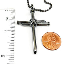 Nail Cross Gunmetal Finish Ball Chain Necklace