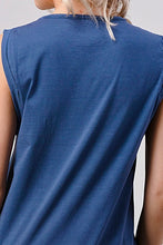 Faded Navy Long Live Cowboy Relaxed Fit distressed  Rolled sleeve Muscle top