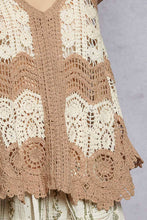 Mocha Multi Border Weave Scalloped Crochet V-Neck Sleeveless POL Top