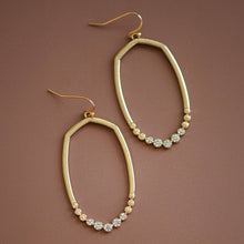 Oval Gold Plated Metal Drop Earrings