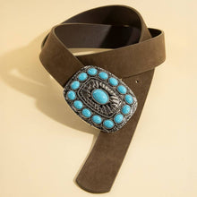 Dark Turquoise Stone Western Concho Buckle Belt