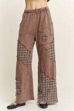 Chocolate Mineral Washed Tweed Daisy patch Wideleg J.Her Pants