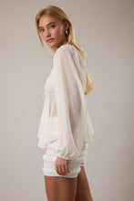 Ivory Ruffle Long Sleeve Flare Blouse