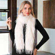 Black Fluffy Faux Long Fur Long Wrap Scarf