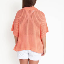 Coral Catalina Knit Half Sleeve Button Up Top